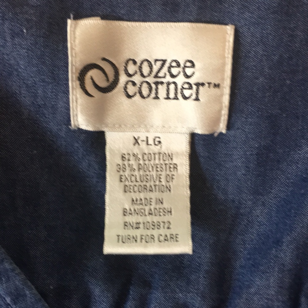 Vintage Cozee Corner Oversized Embroidered Denim Dress Housecoat - Picture 11 of 13
